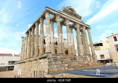 Roman Templo de Diana, Temple of Diana, Merida, Extremadura, Spain Stock Photo