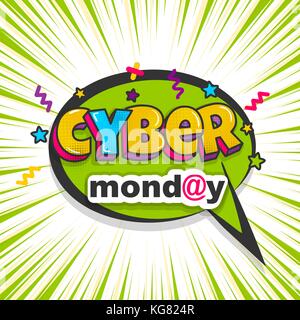 Cyber monday advertisement comic text pop art Stock Vector