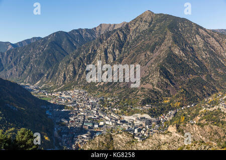 Aerial view of Andorra la Vella the capital of the Principality of Andorra Stock Photo