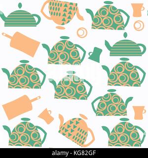 Tea pot seamless abstract pattern. It is located in swatch menu, vector image Stock Vector