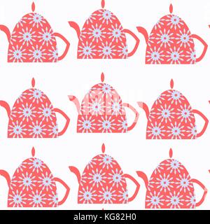 Tea pot abstract vivid seamless pattern. It is located in swatch menu, vector image Stock Vector