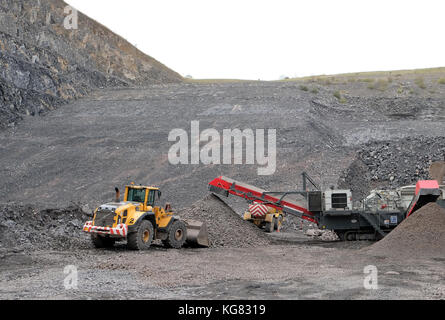 October 2017 - Quarry machinery, diggers and crushers and loaders Stock Photo