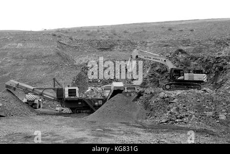 October 2017 - Quarry machinery, diggers and crushers and loaders Stock Photo