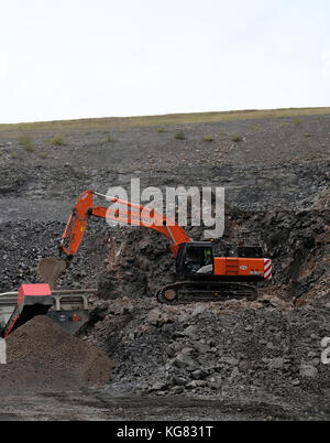 October 2017 - Quarry machinery, diggers and crushers and loaders Stock Photo