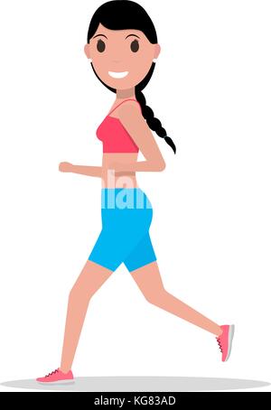 Vector cartoon woman running jogging Stock Vector