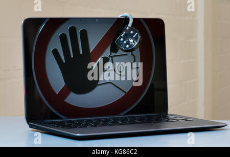 Lock at Notebook.  Stock Photo