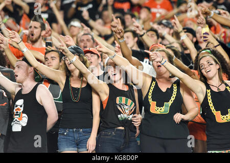 Miami Gardens, Florida, USA. 11th Nov, 2017. Miami Hurricanes