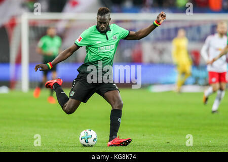Leipzig, Germany. 04th Nov, 2017. Hanover's Salif Sané in action during the German Bundesliga soccer match between RB Leipzig and Hanover 96 in the Red Bull Arena in Leipzig, Germany, 04 November 2017. Credit: Jan Woitas/dpa-Zentralbild/dpa/Alamy Live News Stock Photo