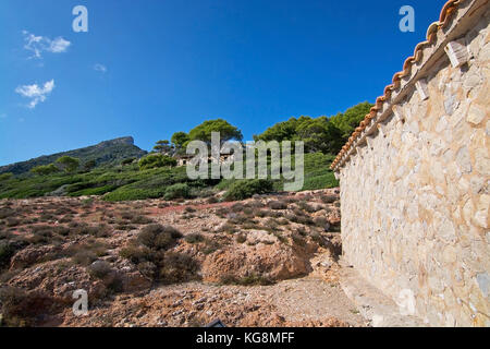 DRAGONERA, MALLORCA, BALEARIC ISLANDS, SPAIN - OCTOBER 30, 2017: Dragonera view on a sunny day on October 30, 2017 in Dragonera, Mallorca, Balearic is Stock Photo