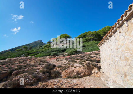 DRAGONERA, MALLORCA, BALEARIC ISLANDS, SPAIN - OCTOBER 30, 2017: Dragonera view on a sunny day on October 30, 2017 in Dragonera, Mallorca, Balearic is Stock Photo