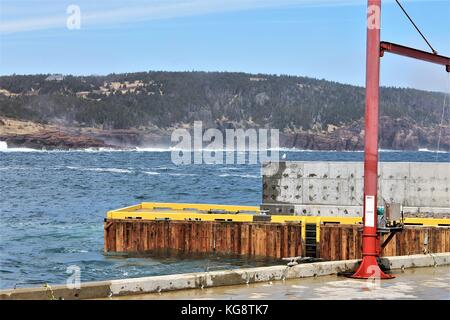 Pier jutting out into the bay, Flatrock, Newfoundland Labrador Stock Photo