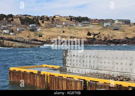 Pier jutting out into the bay, Flatrock, Newfoundland Labrador Stock Photo