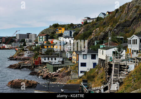 View of the Outer battery, Signal Hill,  and St. John's Harbour, St. John's, Newfoundland. Stock Photo