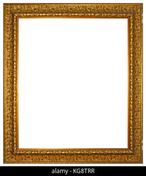 Gold wooden frame for painting or picture isolated on white background Stock Photo