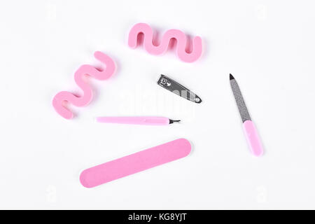 Pedicure set on white background. Stock Photo