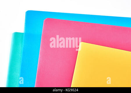 Colored paper folders close up. Stock Photo