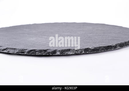Black round natural tray. Stock Photo