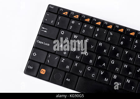Black computer keyboard, white background. Stock Photo