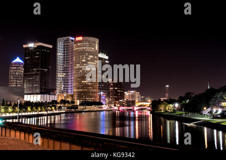 Downtown Tampa at Night Stock Photo