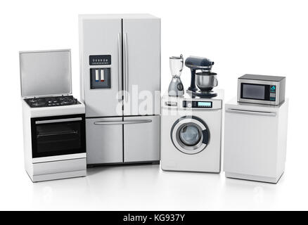Household equipments isolated on white background. 3D illustration.
