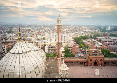 cityscape of old delhi view from the rooftop of jama masjid Stock Photo