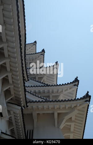Himeji Castle in Japan is one of the finest examples of Japanese castle architecture. Stock Photo