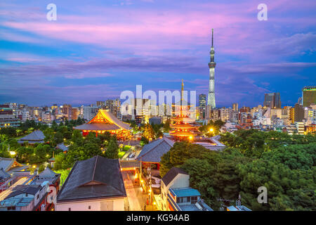 aerial view of tokyo city at night in japan Stock Photo