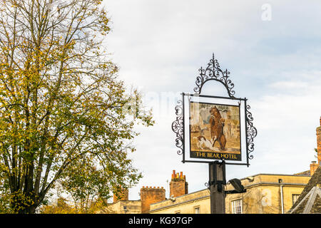 The Bear Hotel sign in The Woodstock ,Oxfordshire Stock Photo