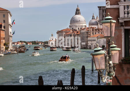City of Venice Italy. Picturesque view of Venice’s Grand Canal, with the Basilica Santa Maria della Salute in the background. Stock Photo