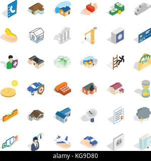 House icons set, isometric style Stock Vector