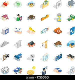 Satellite icons set, isometric style Stock Vector
