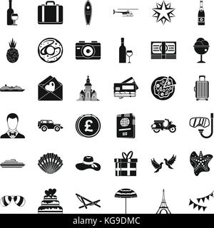 Honeymoon icons set, simple style Stock Vector