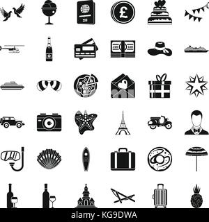Bride icons set, simple style Stock Vector