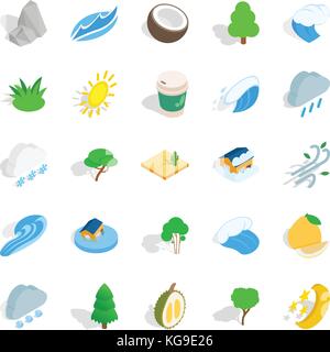 Gardening icons set, isometric style Stock Vector