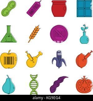 GMO icons doodle set Stock Vector