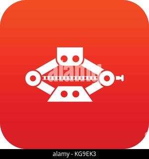 Red scissor car jack icon digital red Stock Vector