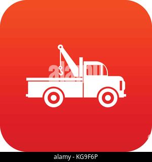 Car towing truck icon digital red Stock Vector