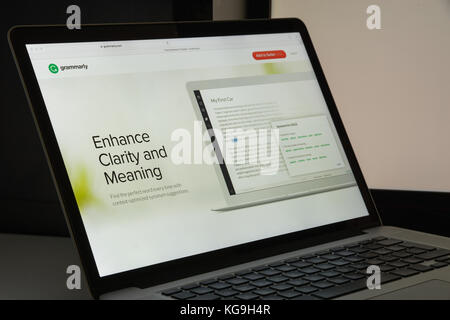Milan, Italy - August 10, 2017: Grammarly website homepage.  Grammarly logo visible. Stock Photo