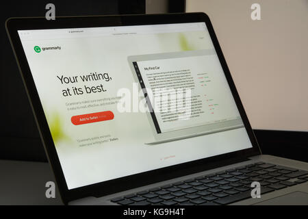 Milan, Italy - August 10, 2017: Grammarly website homepage.  Grammarly logo visible. Stock Photo