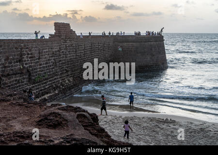 Pier on the Beach, Fort Aguada Stock Photo