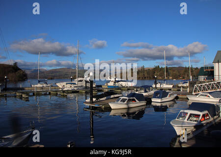 Bowness on Windermere Cumbria 5th November 2017 A cold but bright afternoon on Lake Windermere this afternoon across Bowness Marina Credit: David Billinge/Alamy Live News Stock Photo