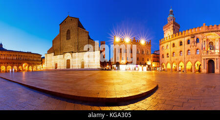 Panorama of Piazza Maggiore square, Bologna, Italy Stock Photo