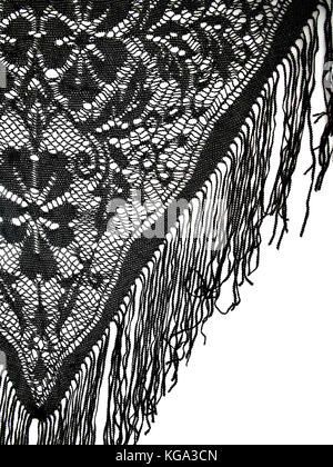 Black lace on white. Stock Photo