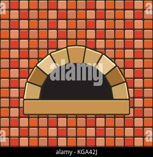 vector illustration of brick oven with empty hearth Stock Vector