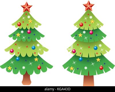 vector decorated christmas tree set Stock Vector