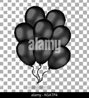Realistic bunch of black balloons. 3d balloons for black Friday. Isolated on white background. Vector illustration Stock Vector