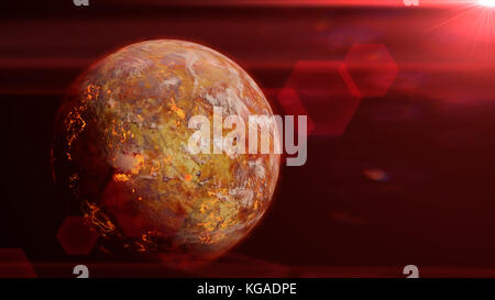 exoplanet planet lit by a red alien star Stock Photo - Alamy
