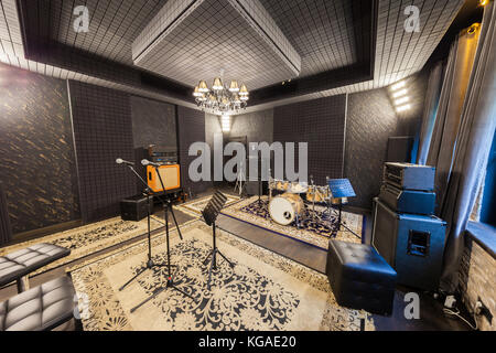 the interior of the professional recording studio with musical i