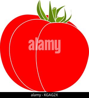 Single tomato isolated on white background. Stock Vector
