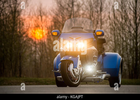 KHABAROVSK, RUSSIA - May 3, 2017: Honda Trake three-wheeled motorbike hand-assembled stands on flat ground in Khabarovsk on may 3, 2017 Stock Photo